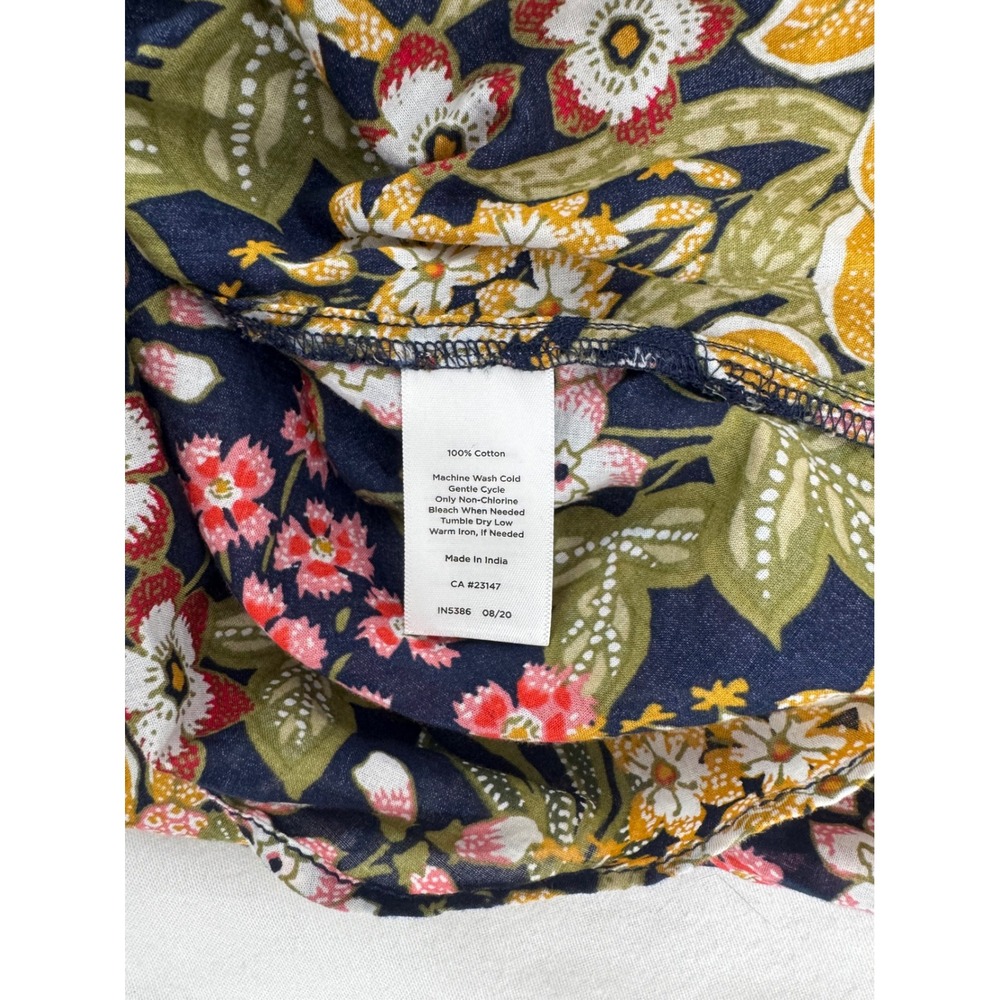 Talbots Petite Navy Floral Cotton Button Front Blouse Long Sleeve Top‎ LP - Picture 6 of 6
